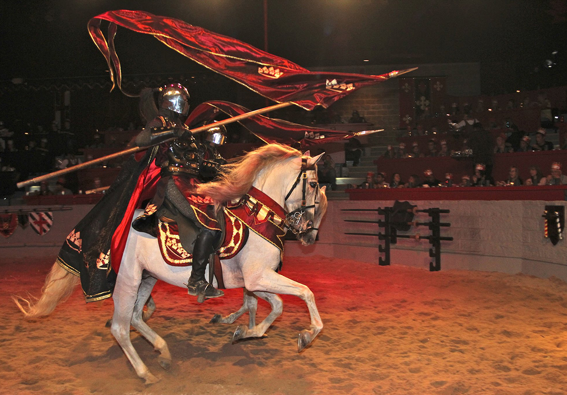 night riding a horse at Medieval Times
