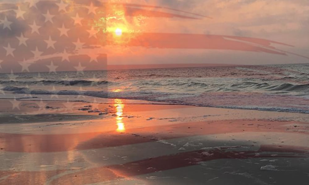 american flag beach