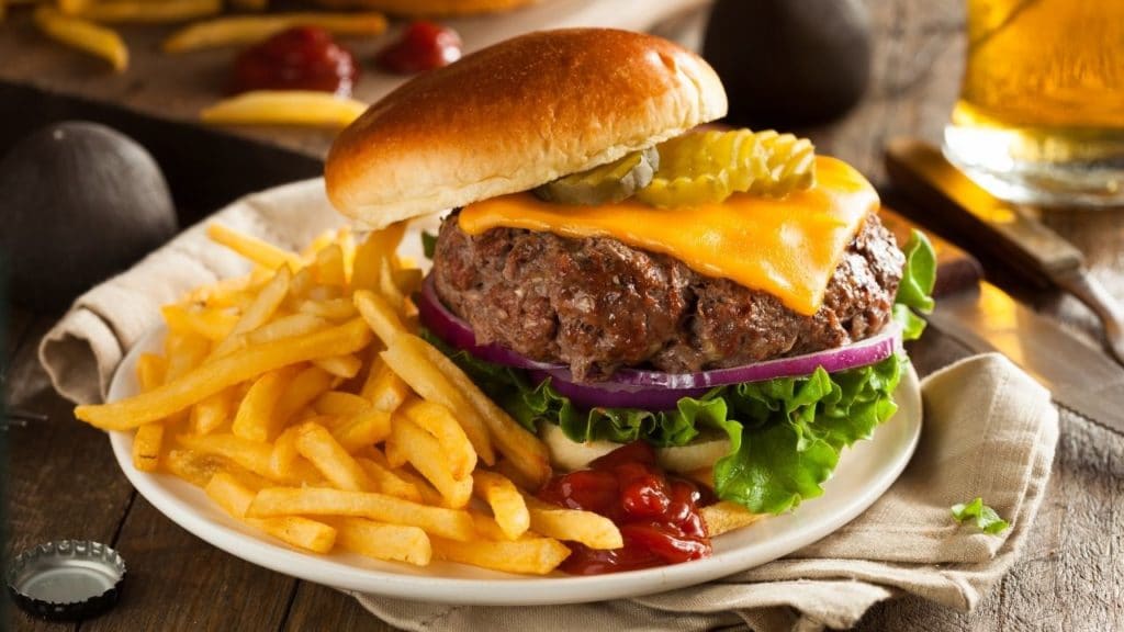 Cheeseburger and fries