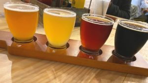 Flight of beer at Crooked Hammock Brewery