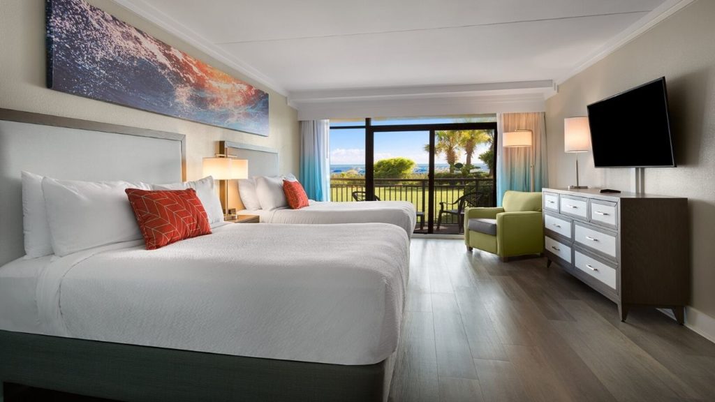 Oceanfront room with two queen beds