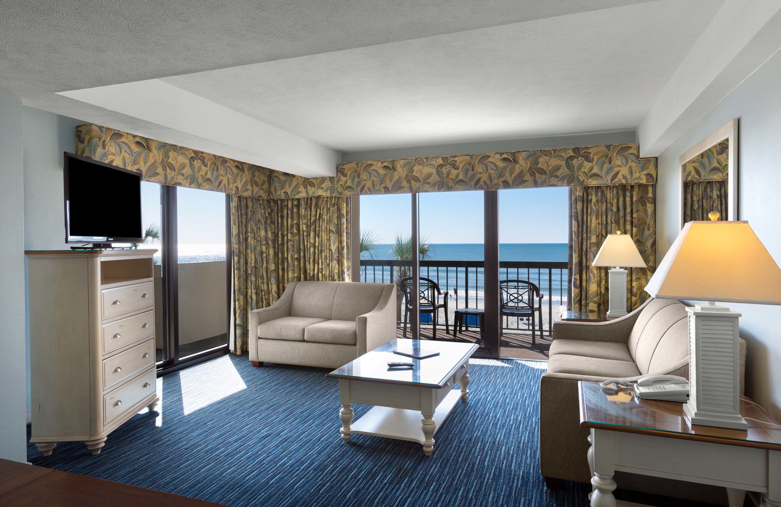 Grande Cayman Savoy Oceanfront 3 Bedroom Condo Living Room Scaled