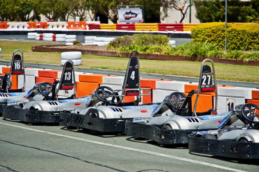 gocarts lined up at the starting line