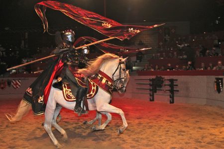 night riding a horse at Medieval Times