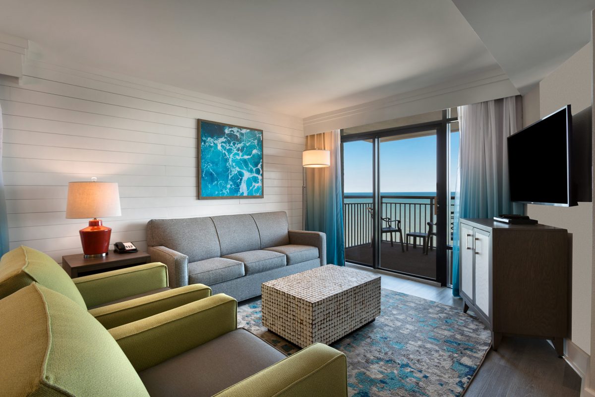 Grande Cayman Oceanfront 3 Bedroom Condo Living Room
